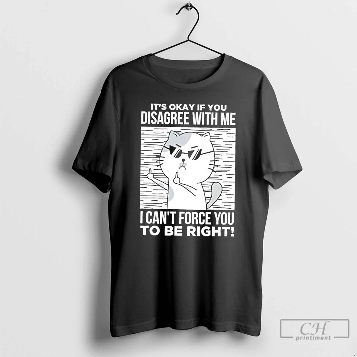 Classic Angry Cat With Glasses Its Okay If You Disagree With Me T Shirts