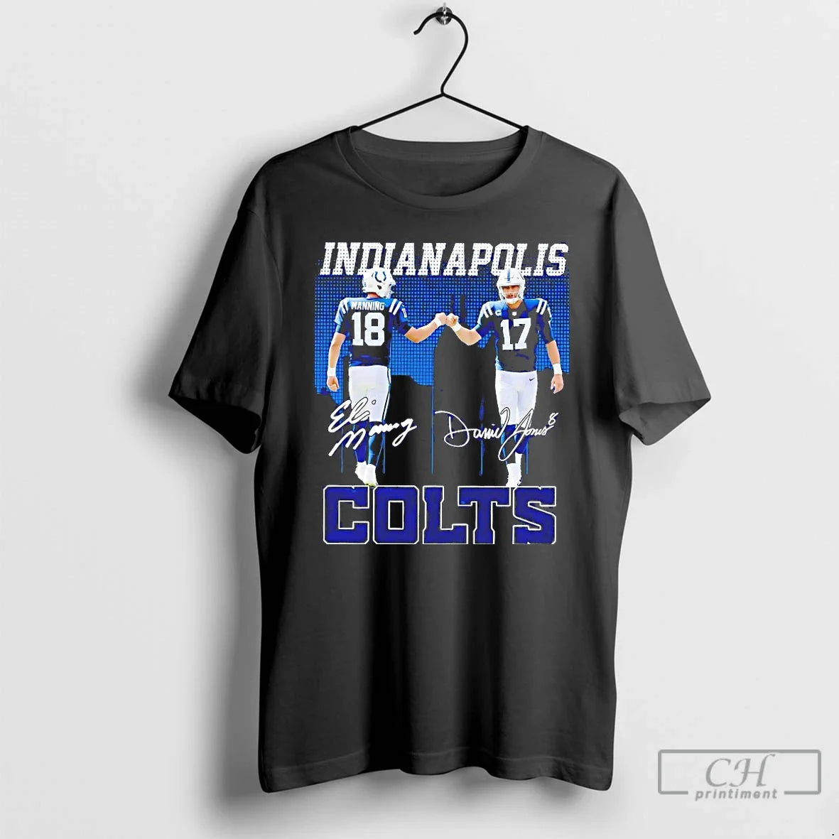Classic Eli Manning Fist Bump Daniel Jones Indianapolis Colts Football Signatures T Shirts
