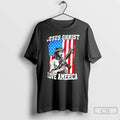 Classic Jesus Christ I Love America Rifle American Flag Graphic
