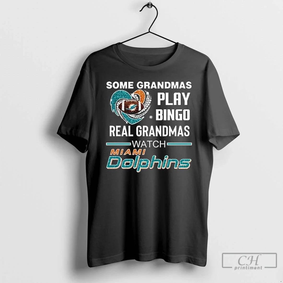 Classic Some Grandmas Play Bingo Real Grandmas Watch Miami Dolphins Diamond Heart 2025 Long Sleve