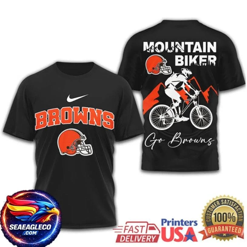 Cleveland Browns Mountain Biker Go Browns Cycling Two Sided Shirt Unisex