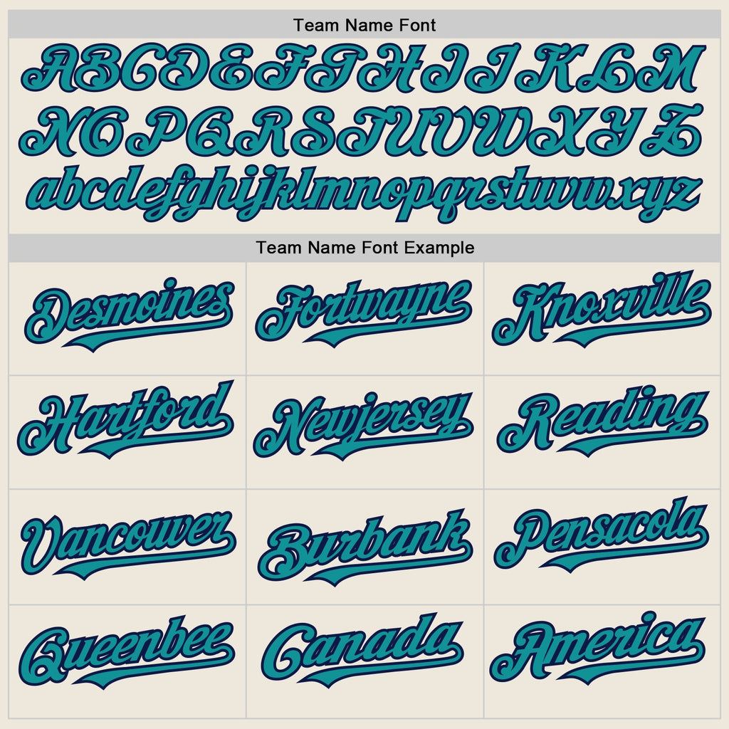 Custom Cream (Navy Teal Pinstripe) Teal-Navy Authentic Baseball Jersey