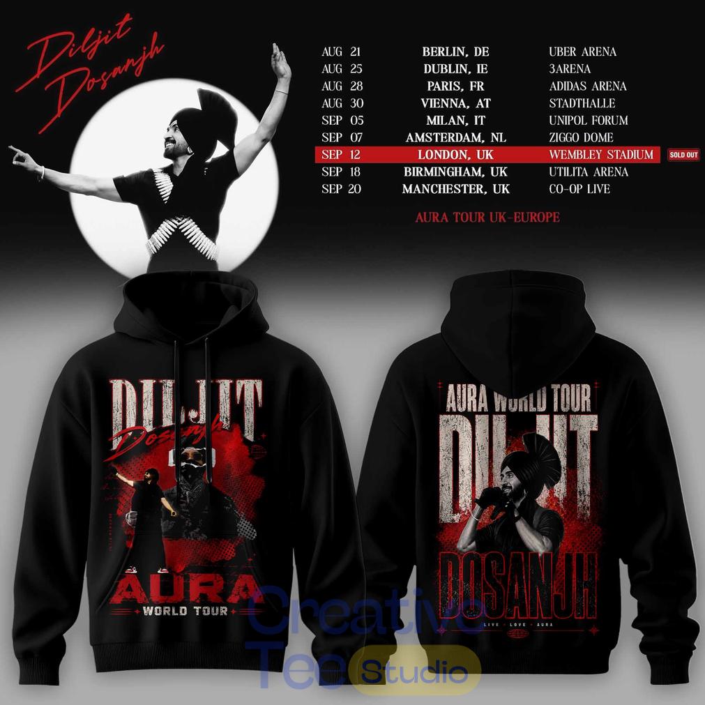 Diljit Dosanjh Aura World Tour ’26 – Europe & UK Edition Tee Hoodie