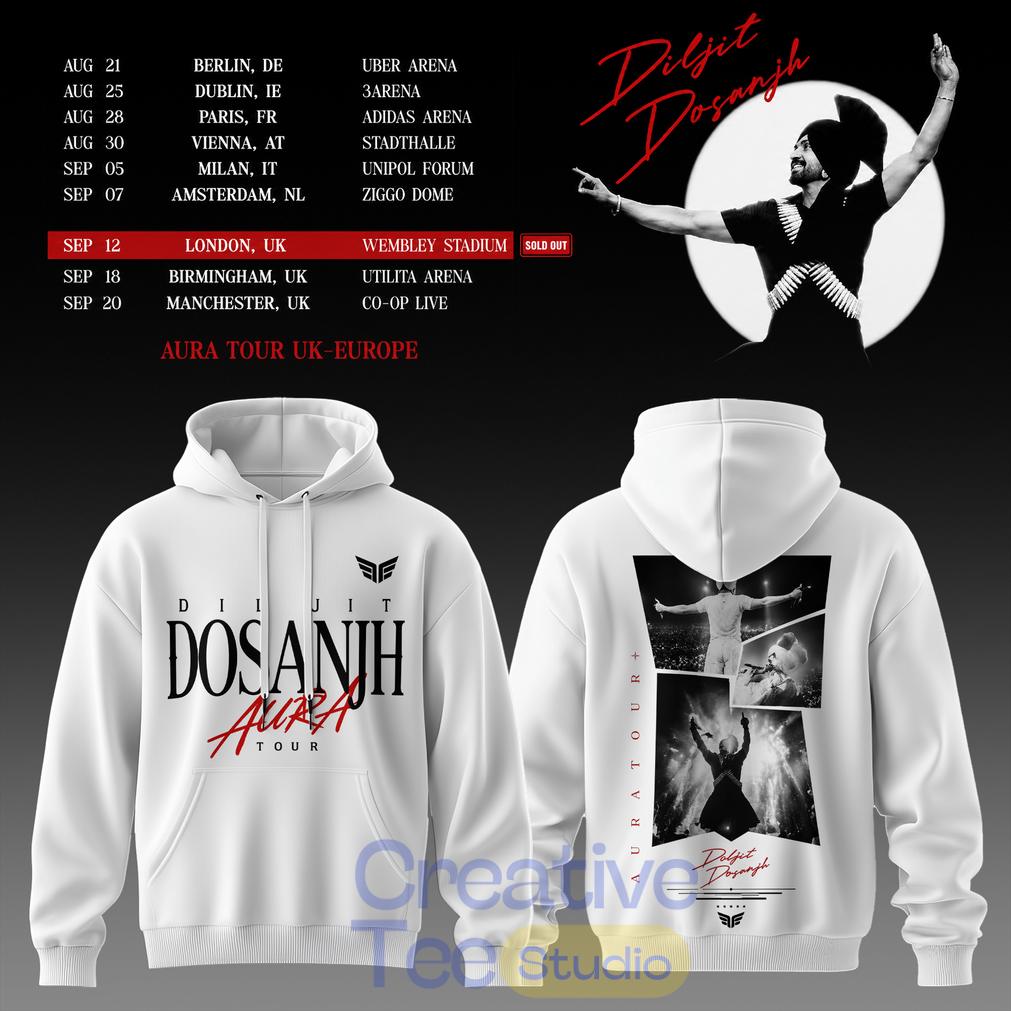 Diljit Dosanjh’s Aura World Tour 2026 White Edition Hoodie