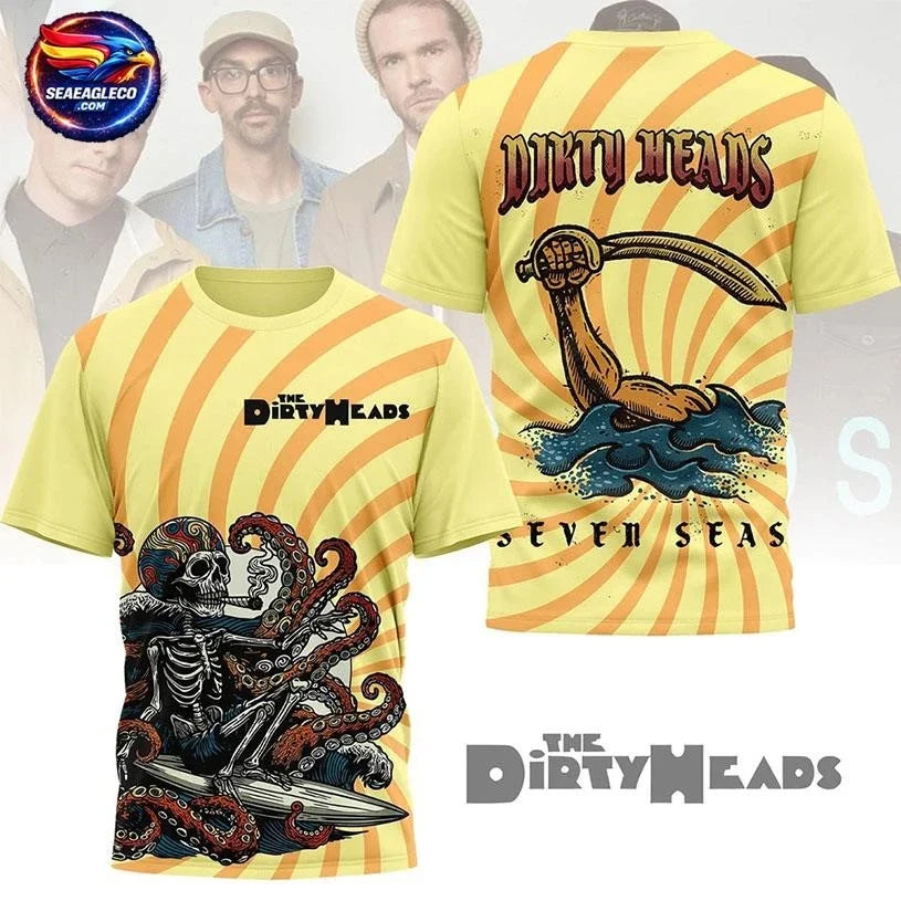 Dirty Heads Seven Seas Skeleton Surf And Octopus Two Sided Shirt Unisex