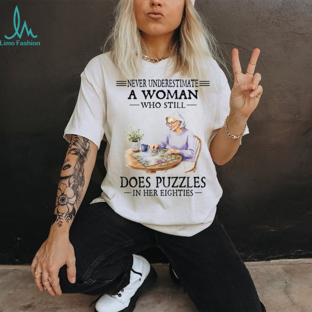 Elderly Woman Does Puzzles In Her Eighties Shirt