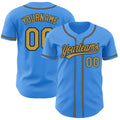 Custom Electric Blue Old Gold-Black Authentic Baseball Jersey