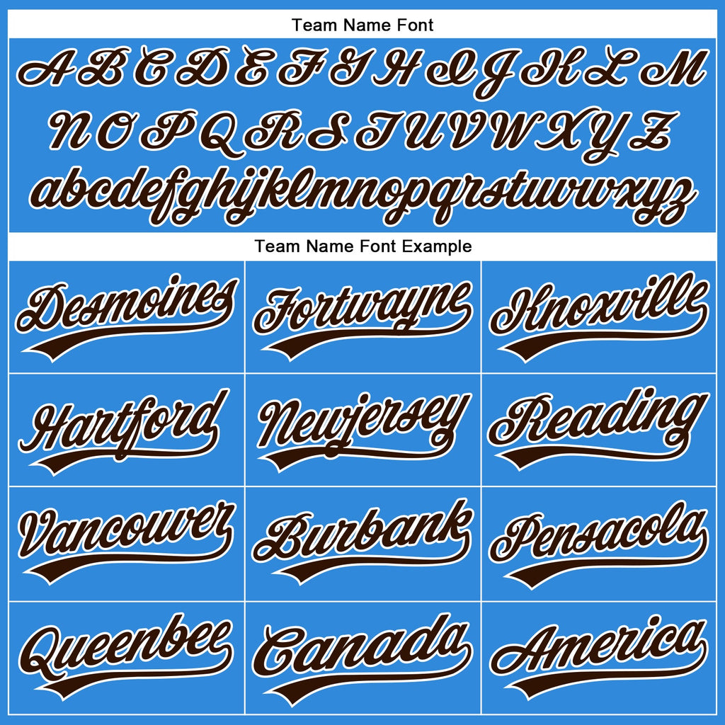 Custom Electric Blue Brown-White Authentic Baseball Jersey