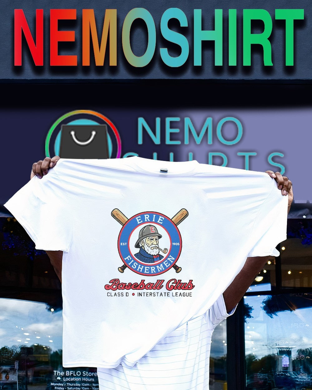 Erie Fishermen baseball club 1905 class D interstate league shirt