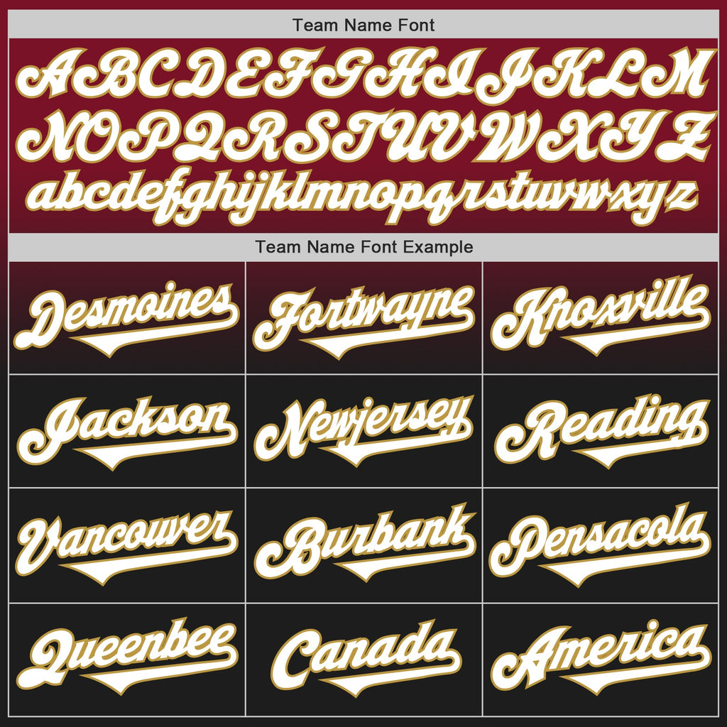 Custom Crimson Black-Old Gold Authentic Fade Fashion Baseball Jersey