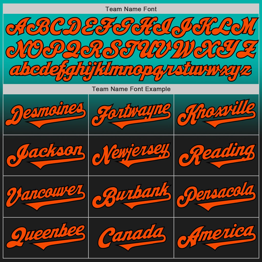 Custom Aqua Orange-Black Authentic Fade Fashion Baseball Jersey