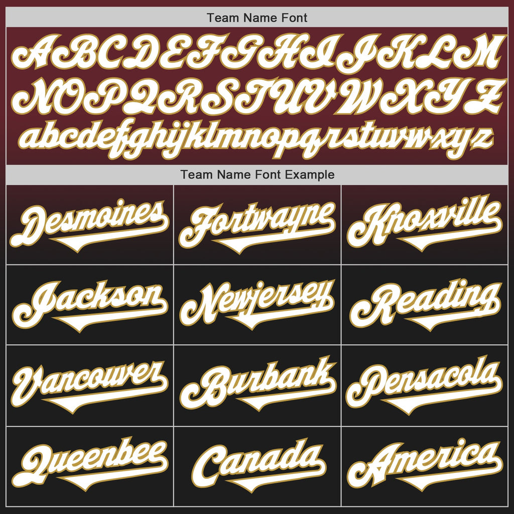 Custom Burgundy Black-Old Gold Authentic Fade Fashion Baseball Jersey