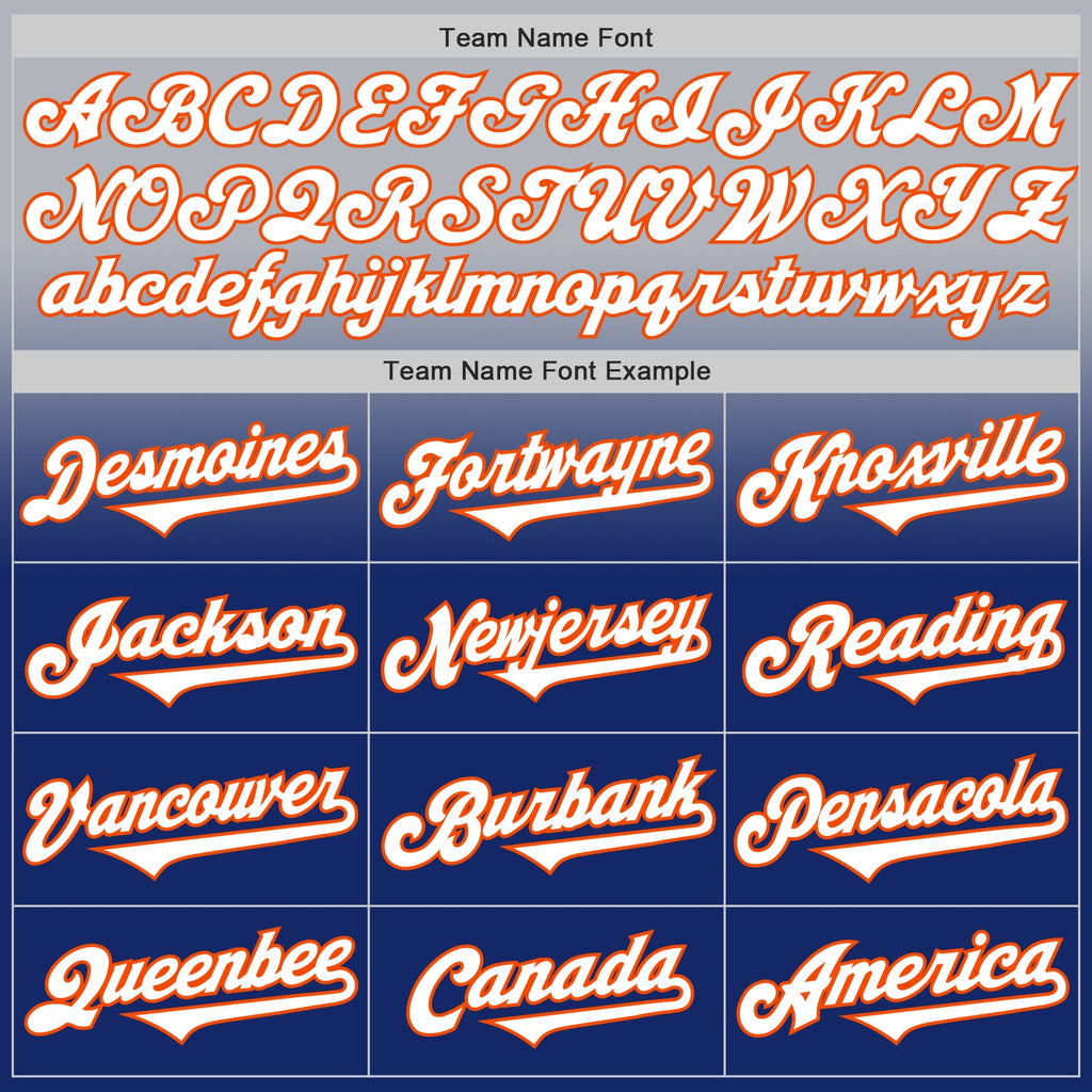 Custom Gray White Royal-Orange Authentic Fade Fashion Baseball Jersey