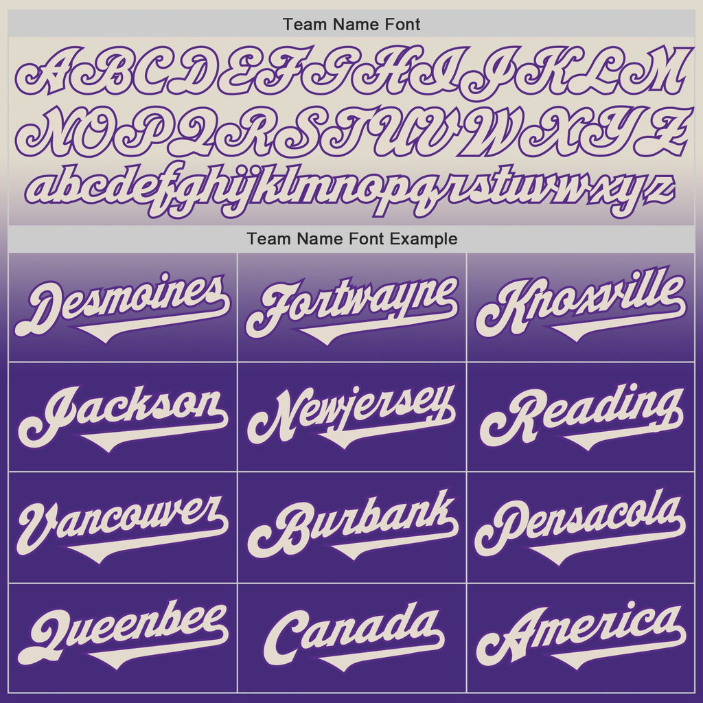 Custom Cream Purple Authentic Fade Fashion Baseball Jersey