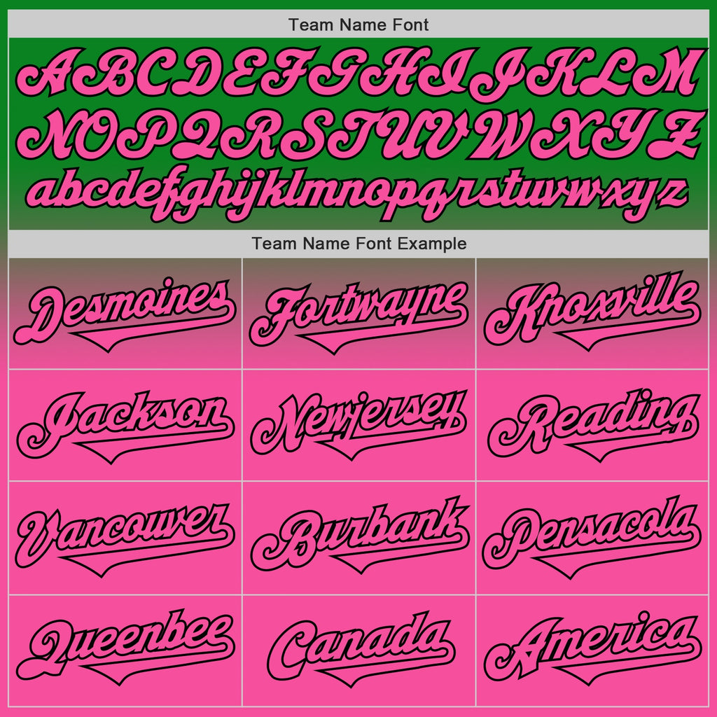Custom Grass Green Pink-Black Authentic Fade Fashion Baseball Jersey