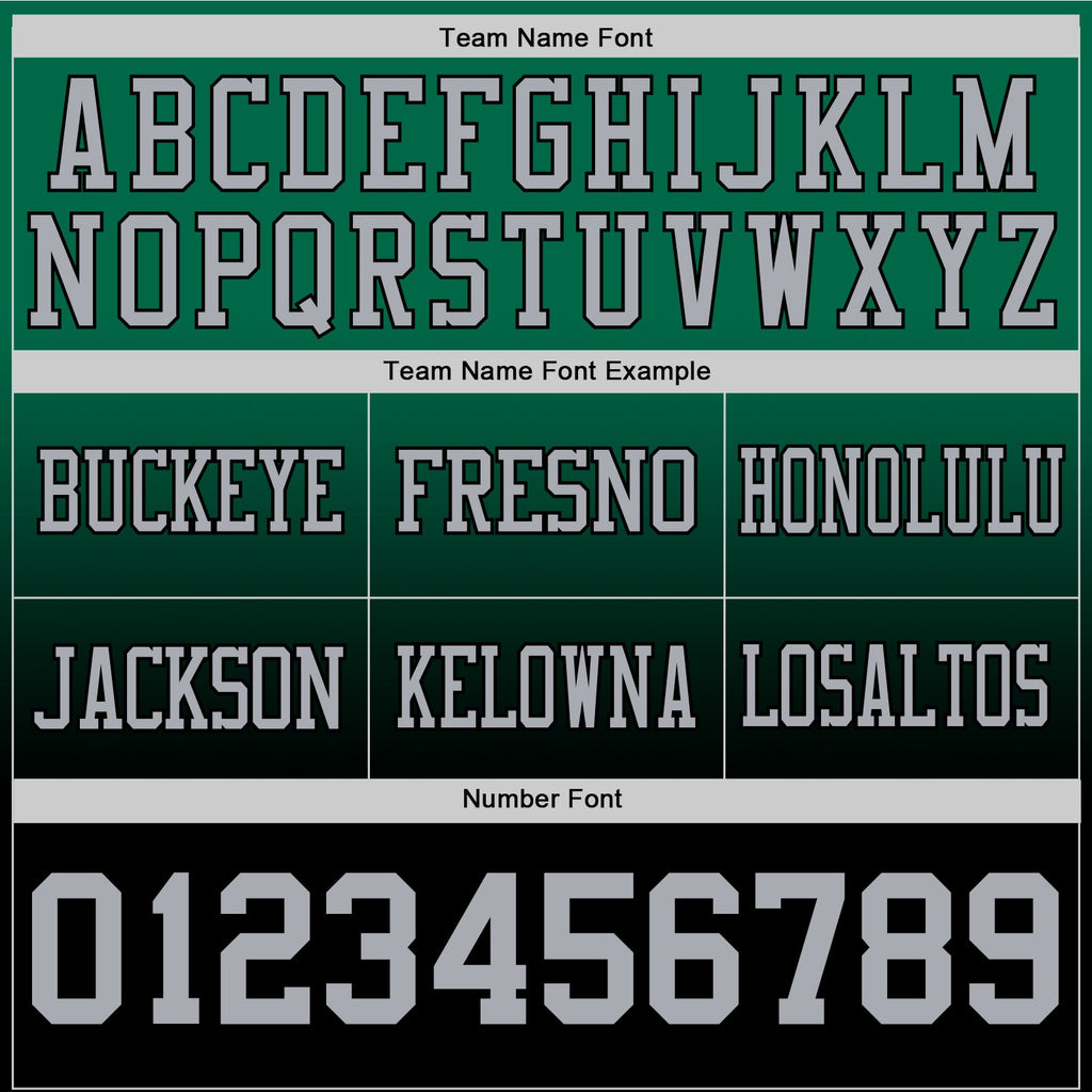 Custom Kelly Green Gray-Black Authentic Fade Fashion Football Jersey