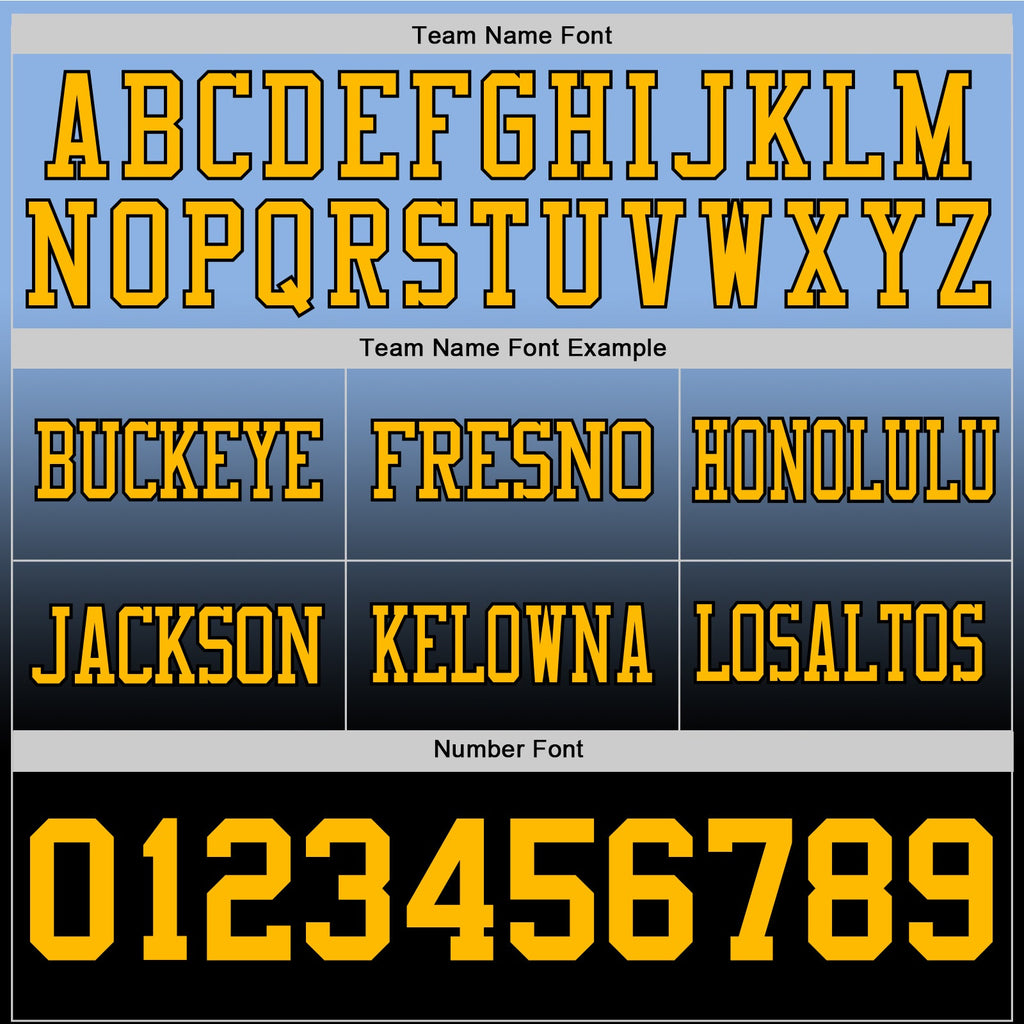 Custom Light Blue Gold-Black Authentic Fade Fashion Football Jersey