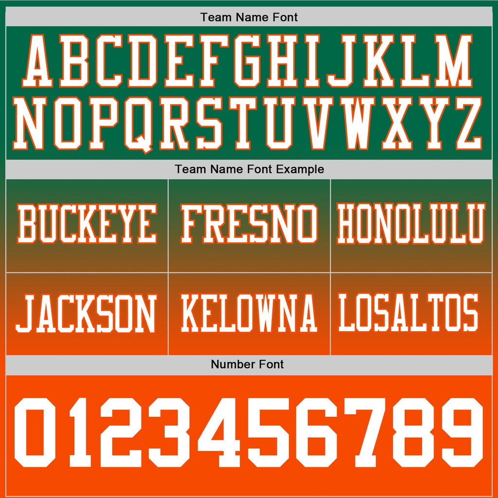 Custom Kelly Green White-Orange Authentic Fade Fashion Football Jersey