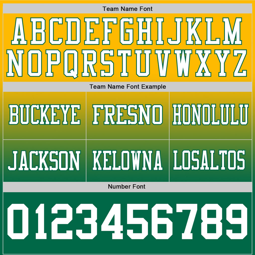 Custom Gold White-Kelly Green Authentic Fade Fashion Football Jersey