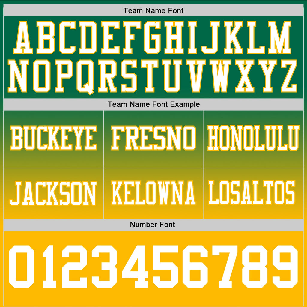 Custom Kelly Green White-Gold Authentic Fade Fashion Football Jersey