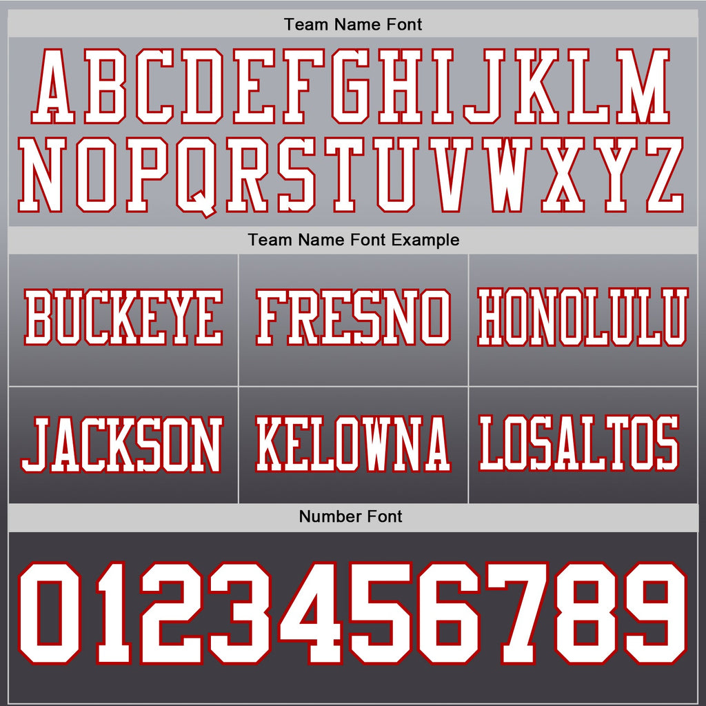 Custom Gray White Steel Gray-Red Authentic Fade Fashion Football Jersey