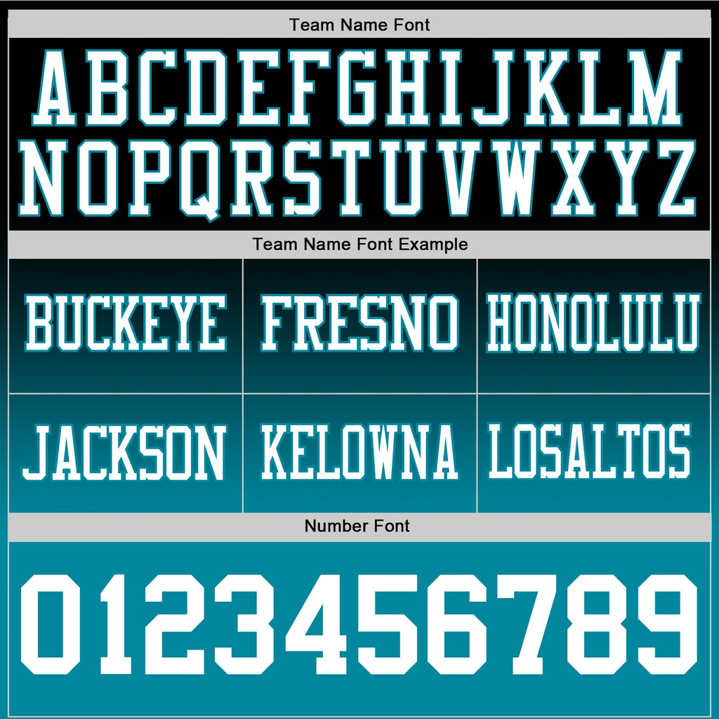 Custom Black White-Teal Authentic Fade Fashion Football Jersey