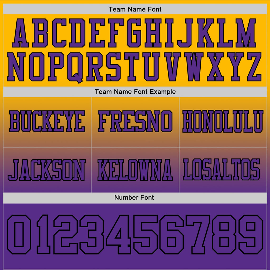 Custom Gold Purple-Black Authentic Fade Fashion Football Jersey