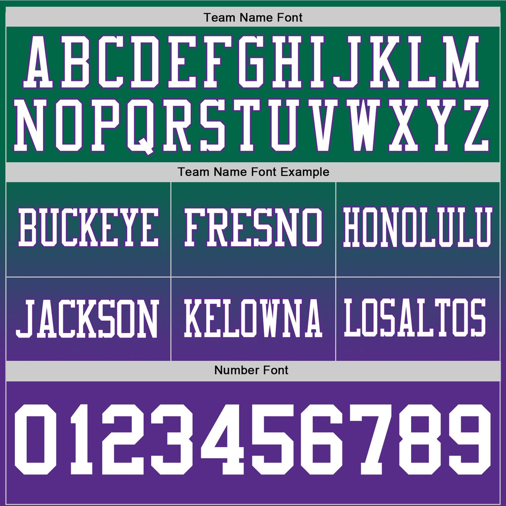 Custom Kelly Green White-Purple Authentic Fade Fashion Football Jersey