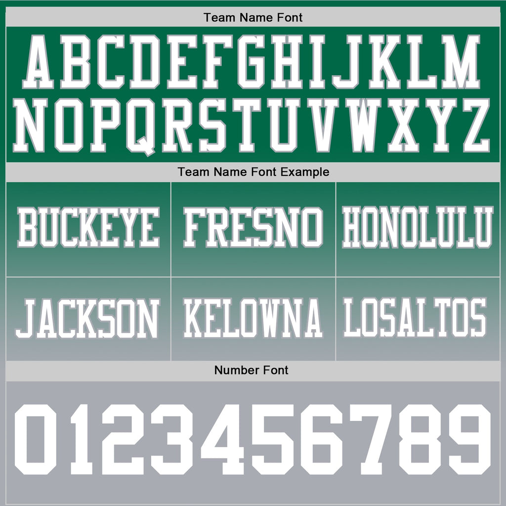 Custom Kelly Green White-Gray Authentic Fade Fashion Football Jersey