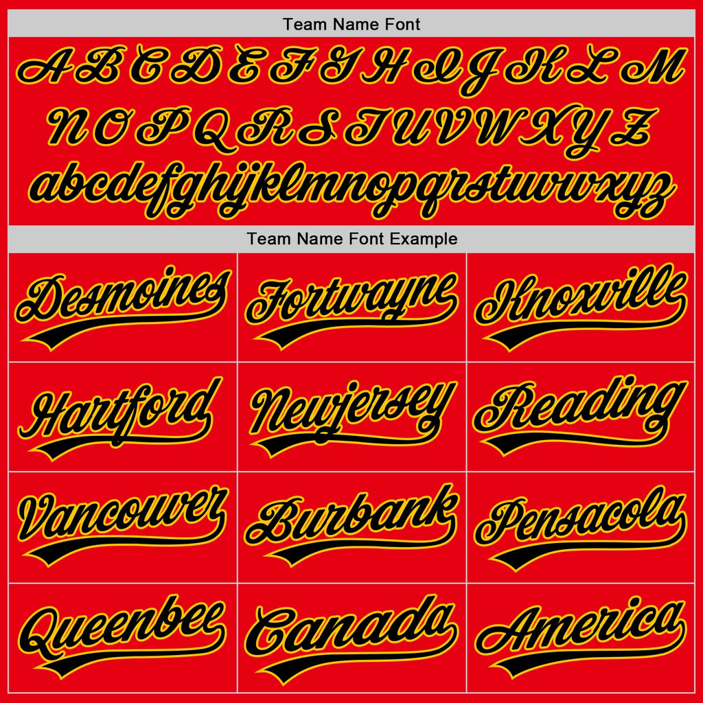 Custom Fire Red Black-Yellow Authentic Baseball Jersey