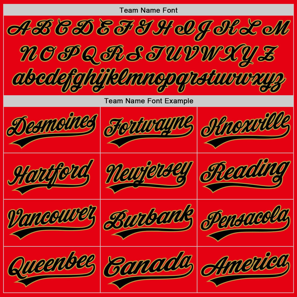 Custom Fire Red Black-Old Gold Authentic Baseball Jersey