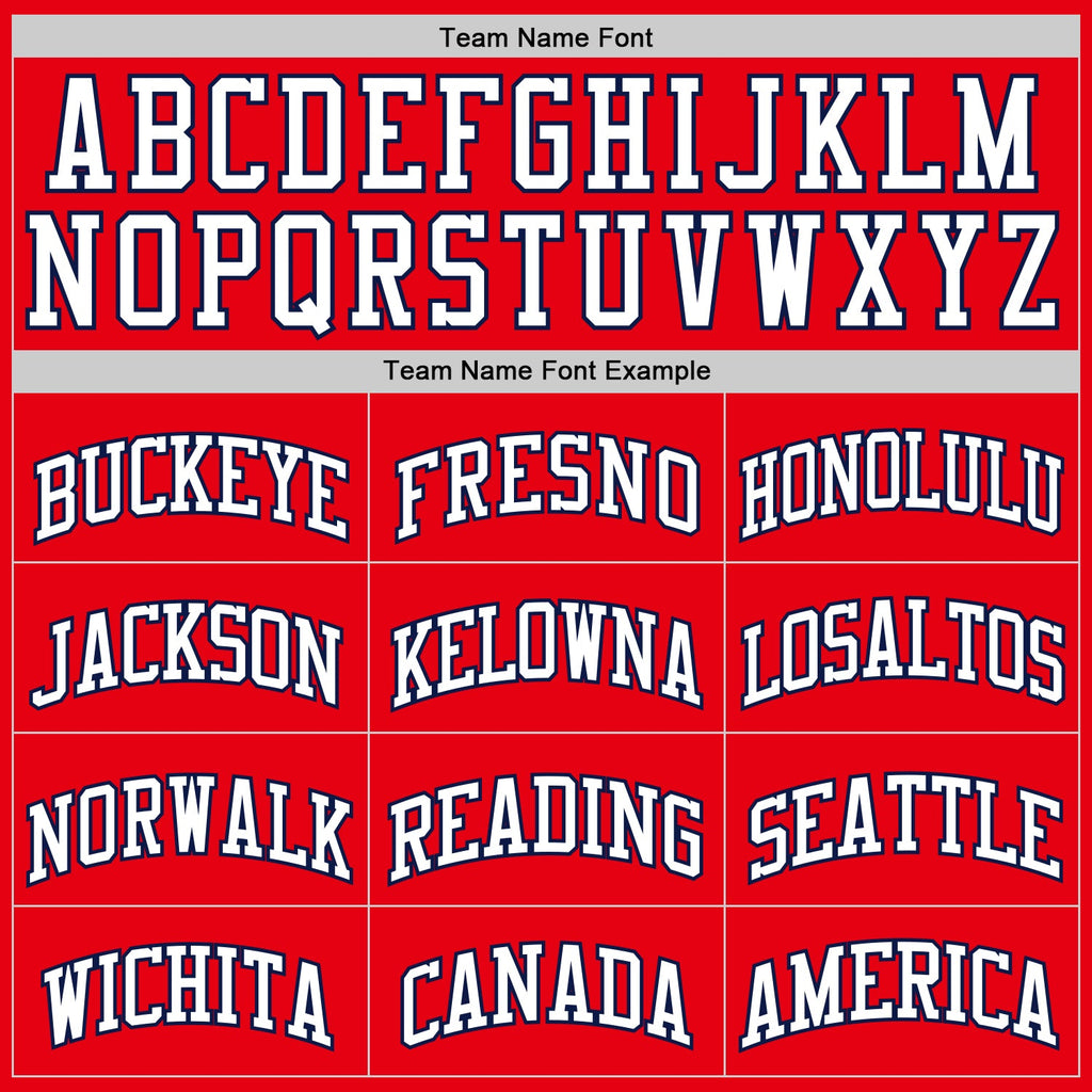 Custom Fire Red White-Navy Authentic Basketball Jersey