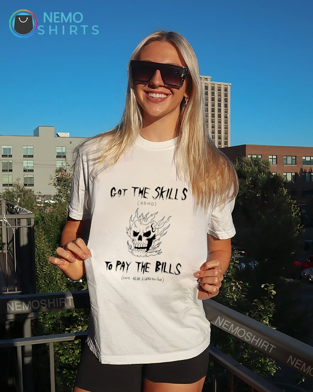 Got the skills ADHD to pay the Bills skull shirt