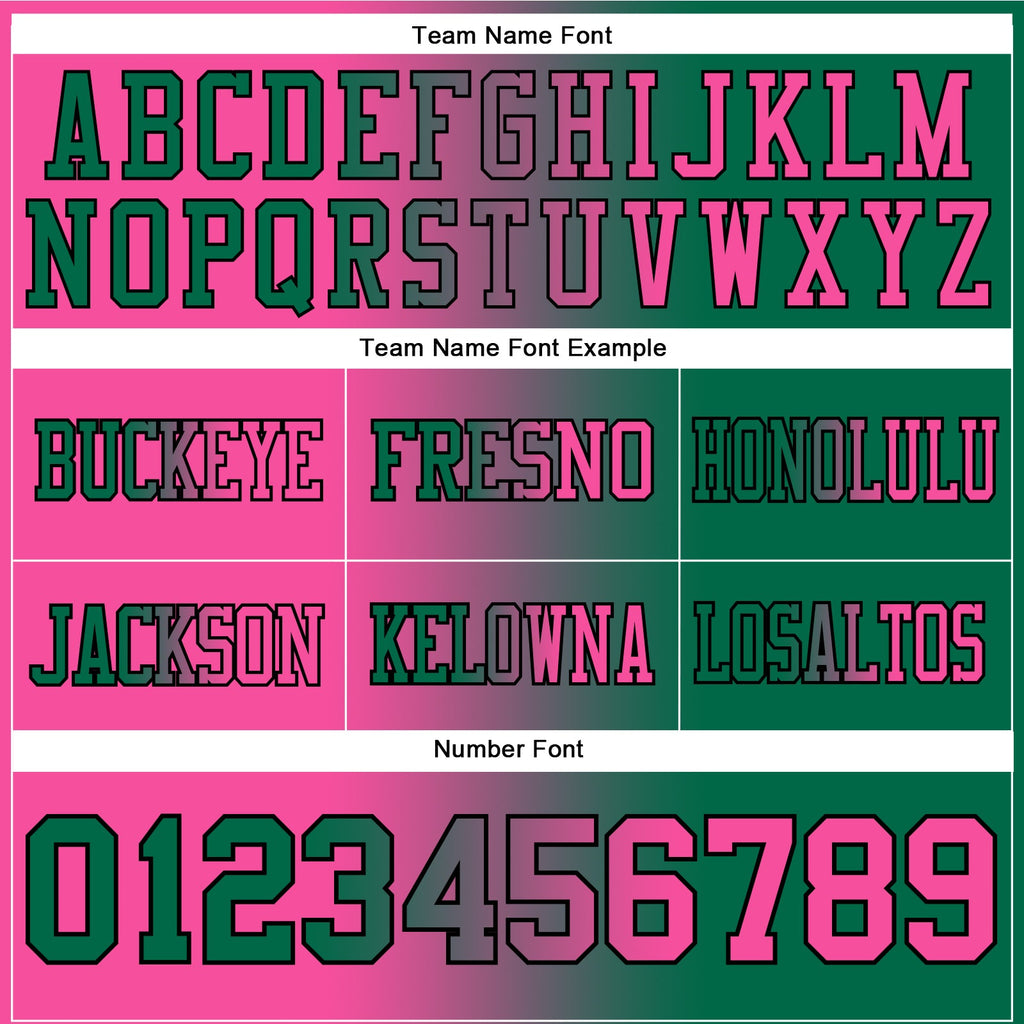 Custom Kelly Green Pink-Black Authentic Gradient Fashion Football Jersey