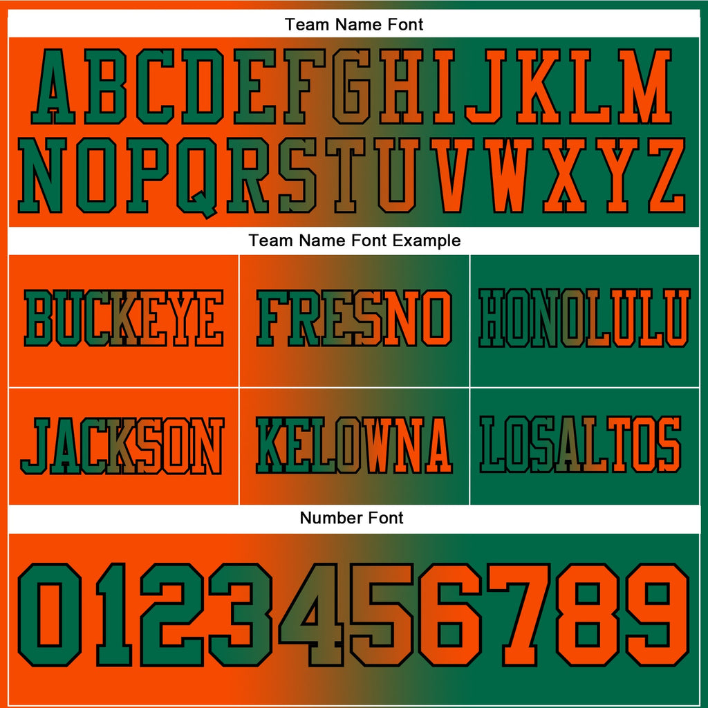 Custom Kelly Green Orange-Black Authentic Gradient Fashion Football Jersey