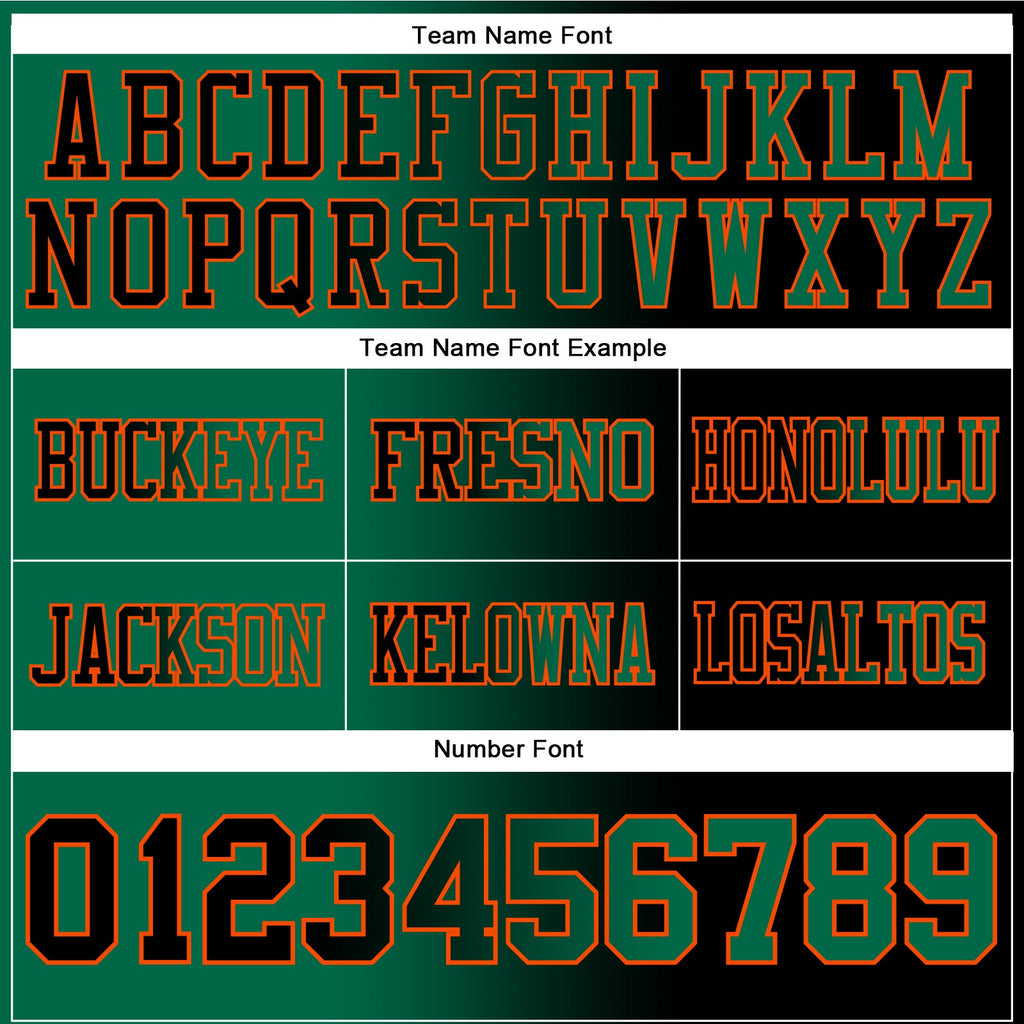 Custom Black Kelly Green-Orange Authentic Gradient Fashion Football Jersey