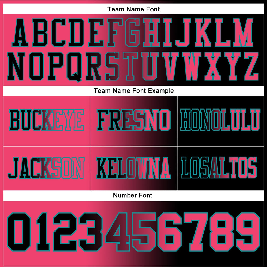 Custom Black Neon Pink-Teal Authentic Gradient Fashion Football Jersey