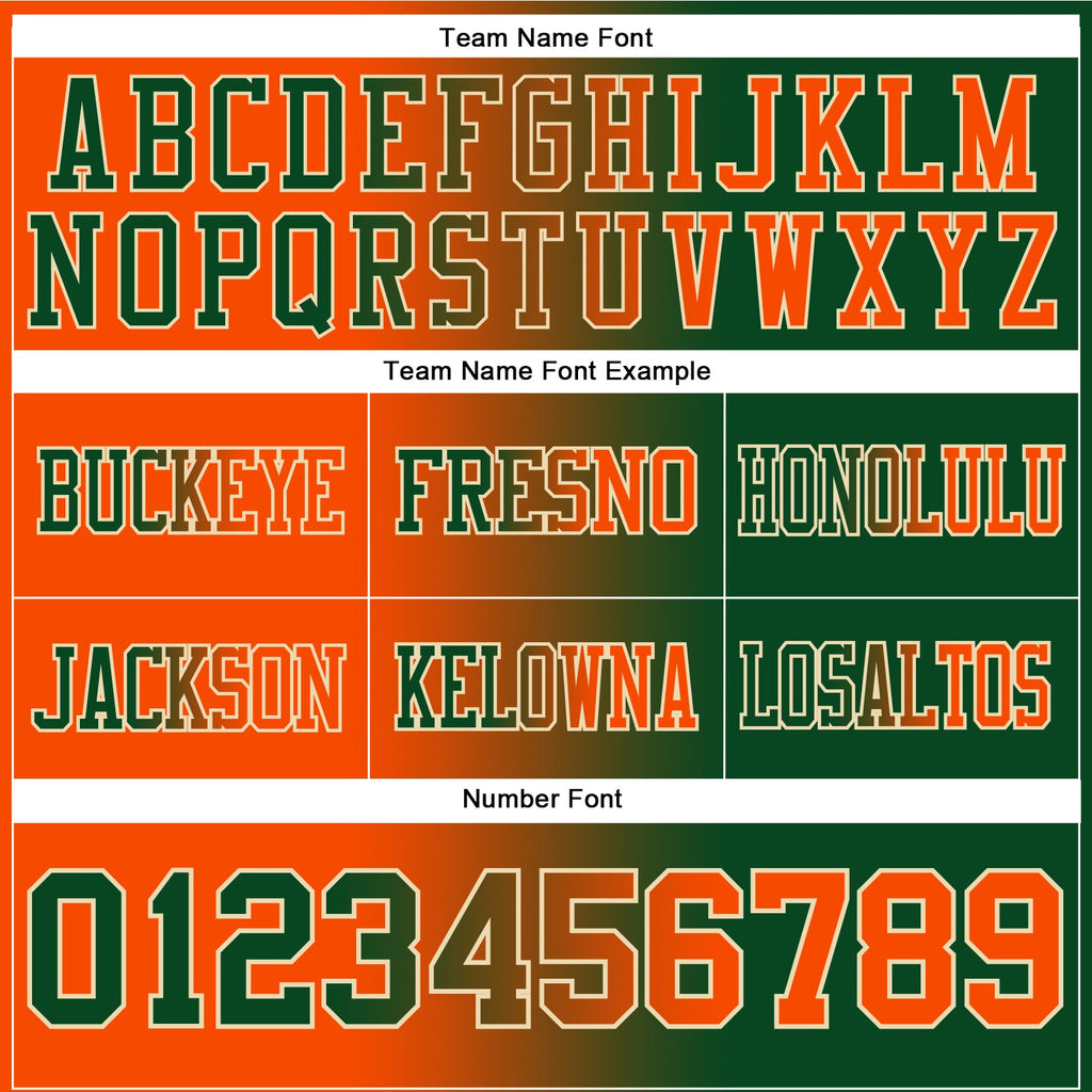 Custom Green Orange-Cream Authentic Gradient Fashion Football Jersey