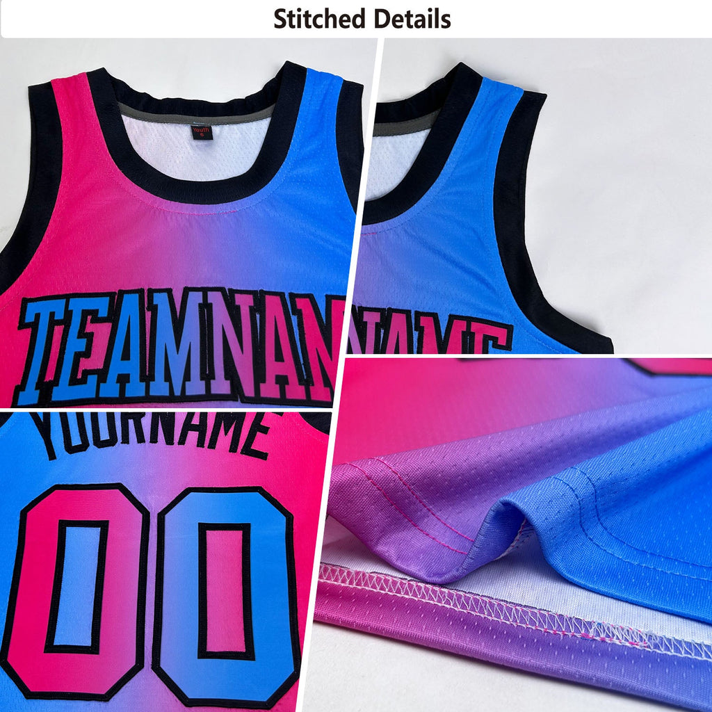Custom Black Red-Gold Authentic Gradient Fashion Basketball Jersey