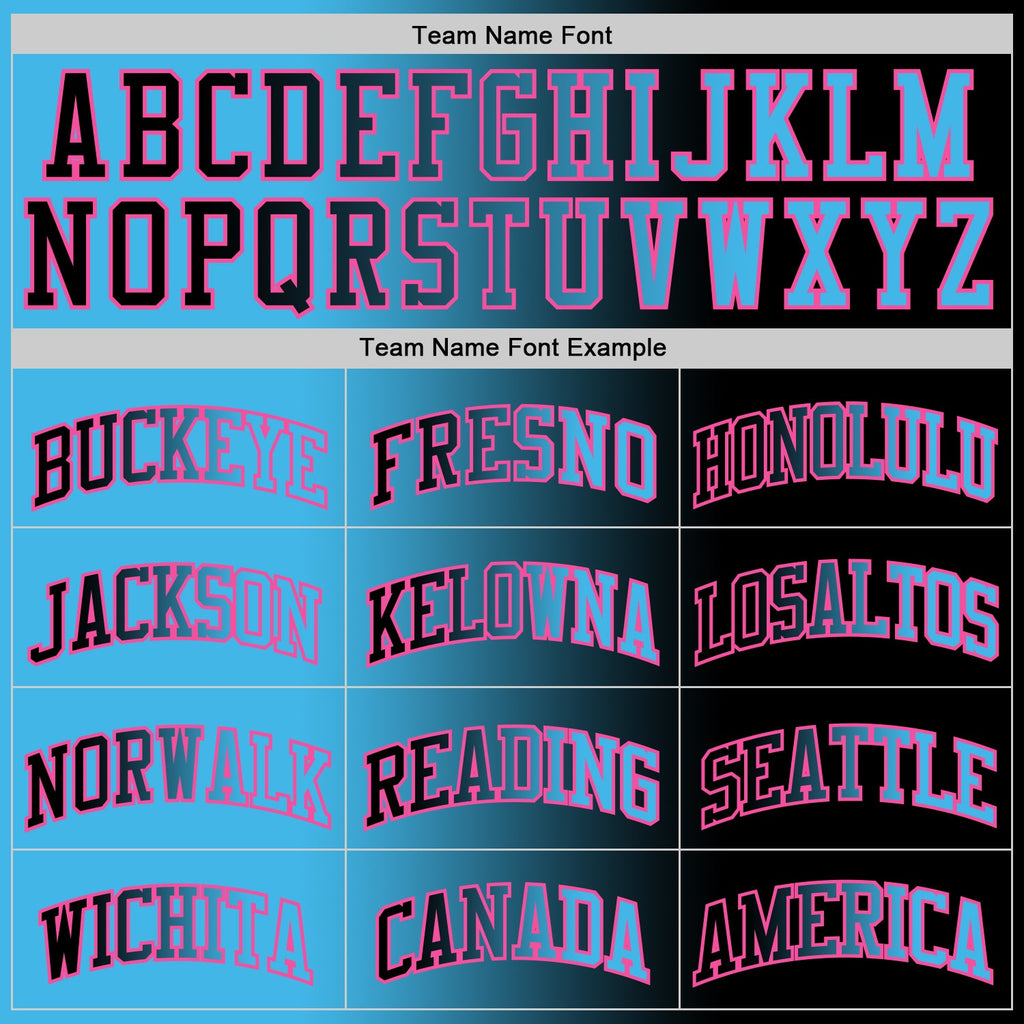 Custom Black Sky Blue-Pink Authentic Gradient Fashion Basketball Jersey