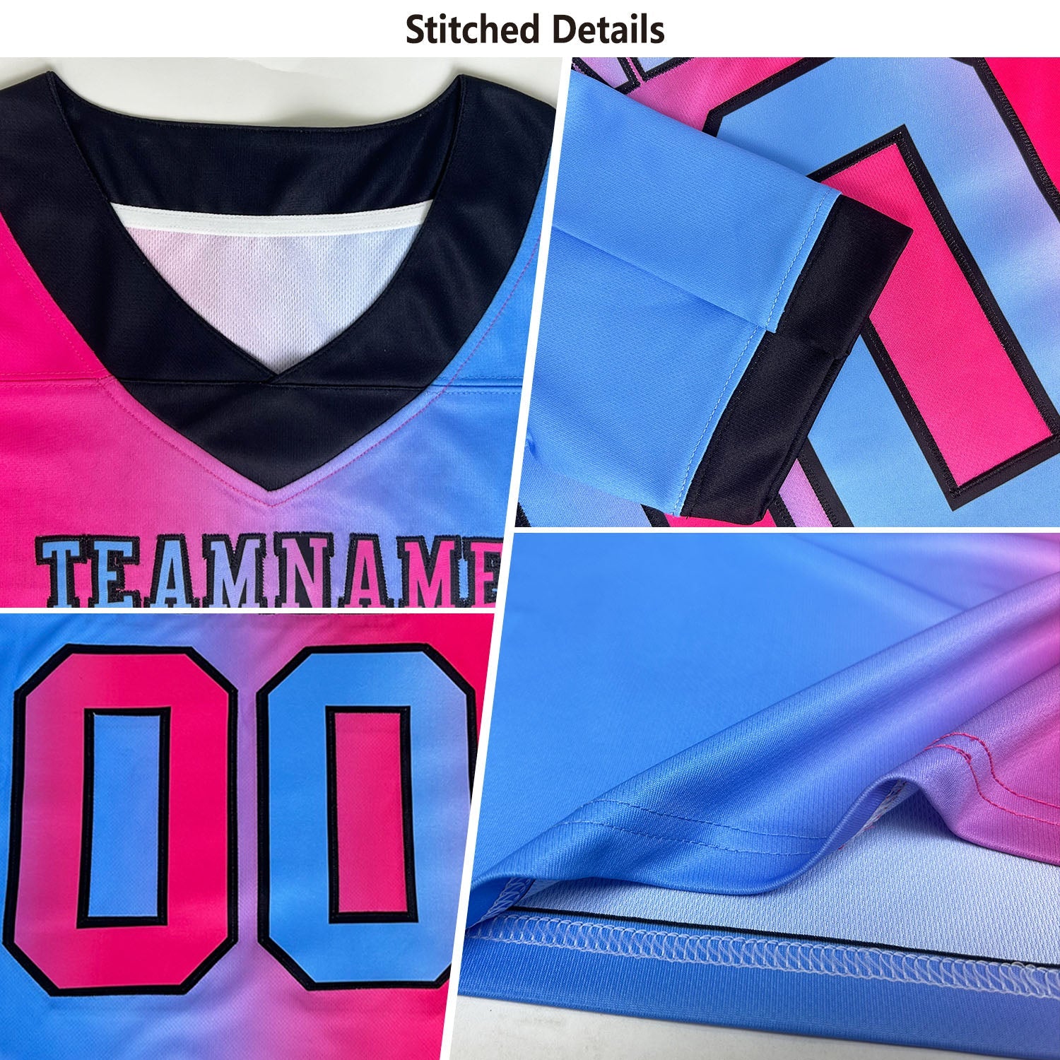 Custom Black Kelly Green-White Authentic Gradient Fashion Scratch Football Jersey