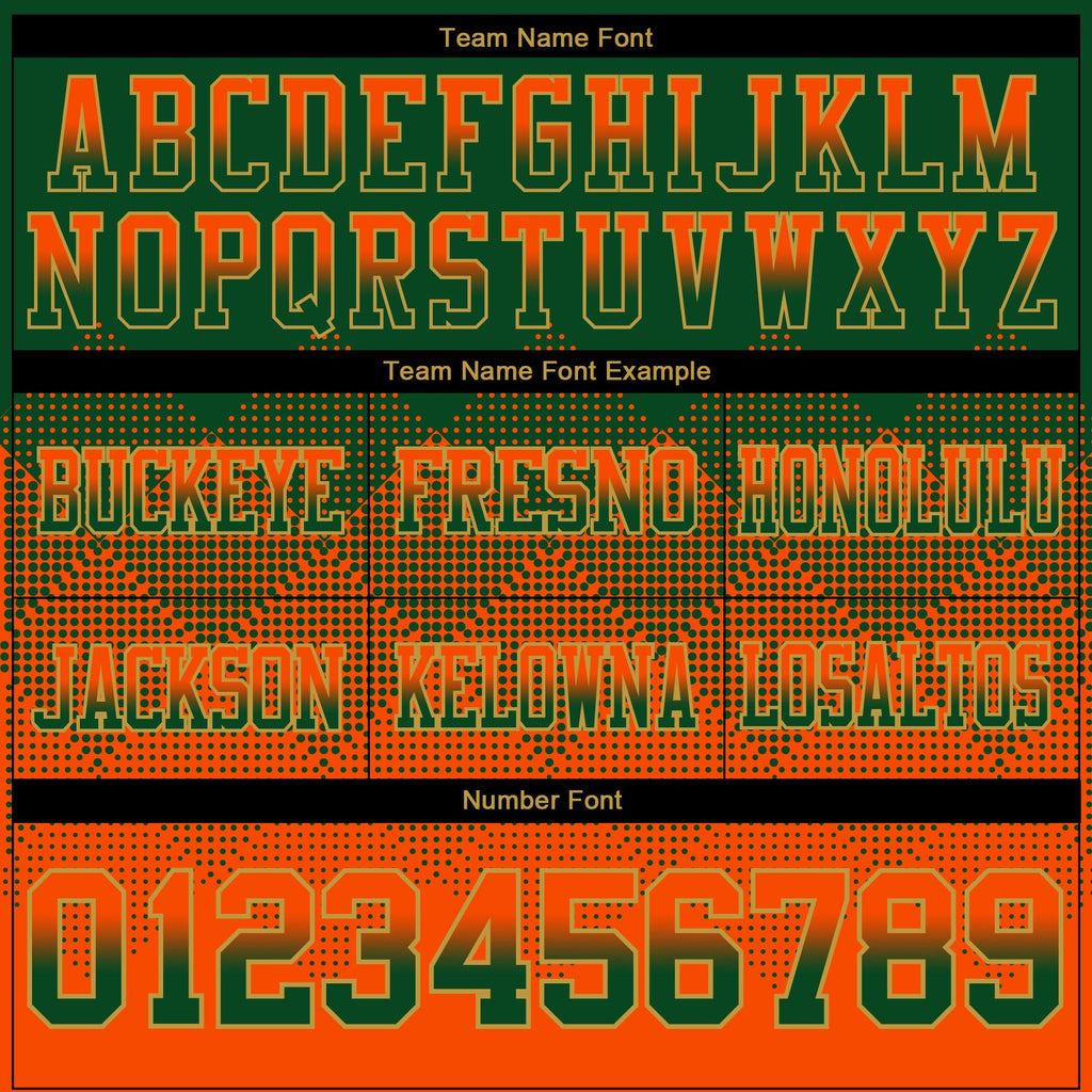 Custom Green Orange-Old Gold Authentic Gradient Square Shape Flag Football Jersey