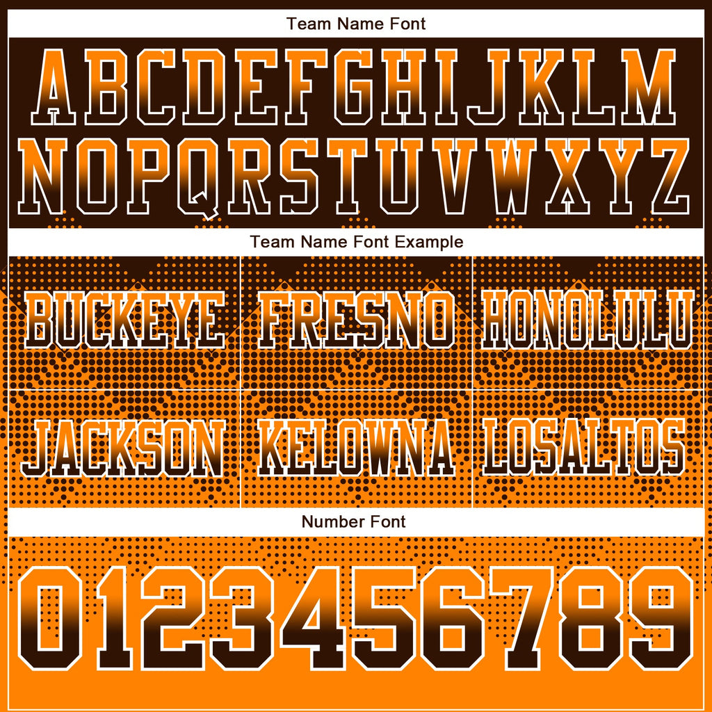 Custom Brown Orange-White Authentic Gradient Square Shape Flag Football Jersey