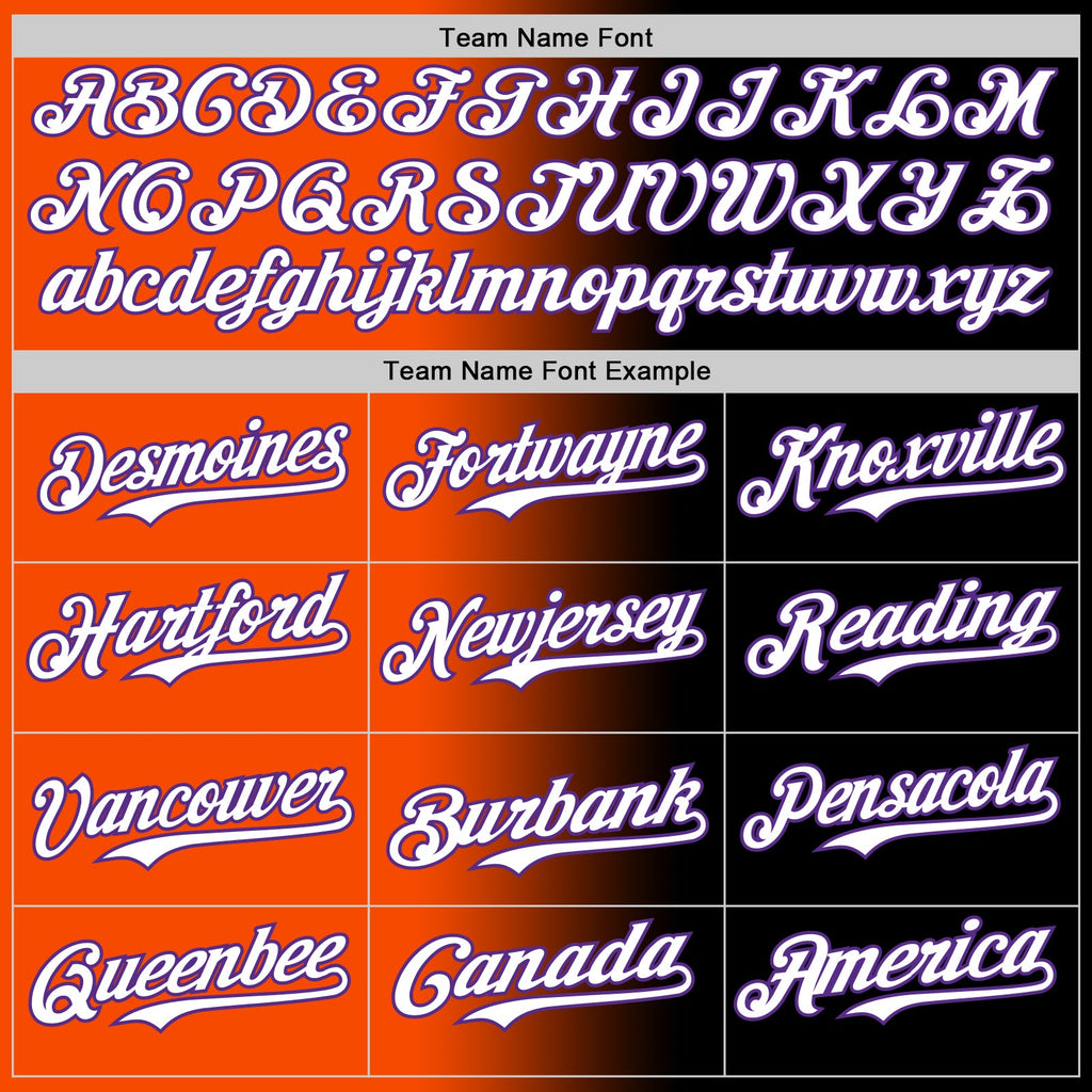 Custom Black White Orange-Purple Authentic Gradient Fashion Baseball Jersey