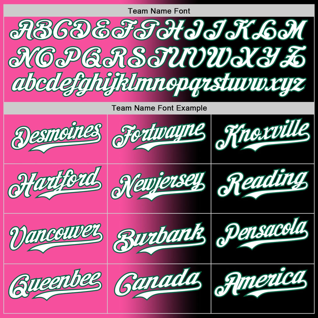Custom Black White Pink-Kelly Green Authentic Gradient Fashion Baseball Jersey