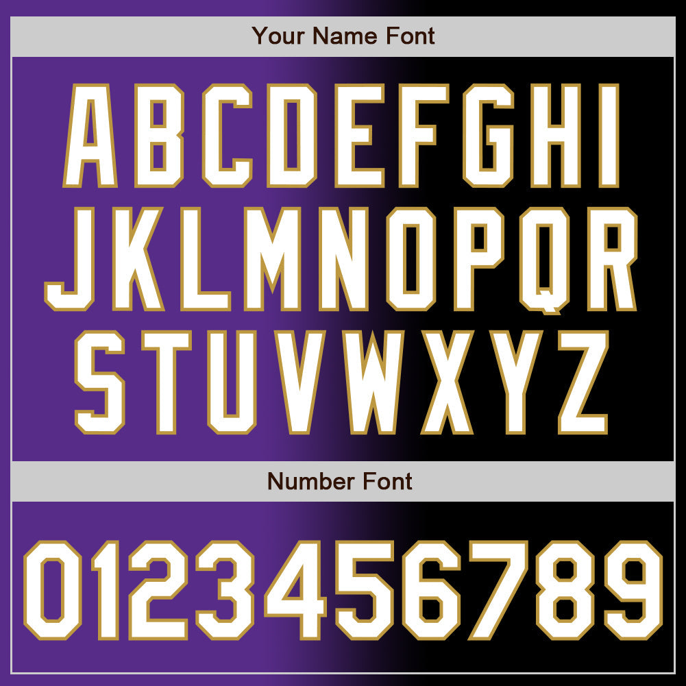 Custom Black White Purple-Old Gold Authentic Gradient Fashion Baseball Jersey