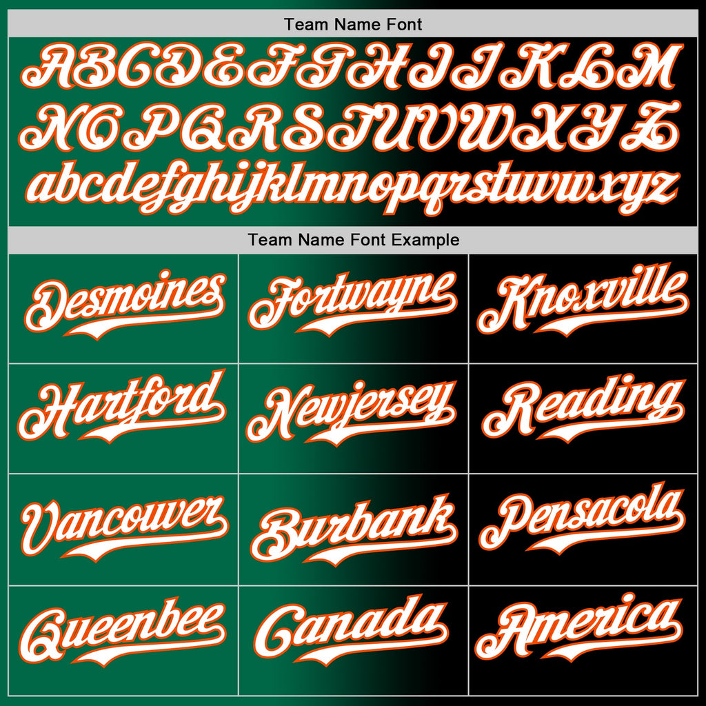 Custom Black White Kelly Green-Orange Authentic Gradient Fashion Baseball Jersey
