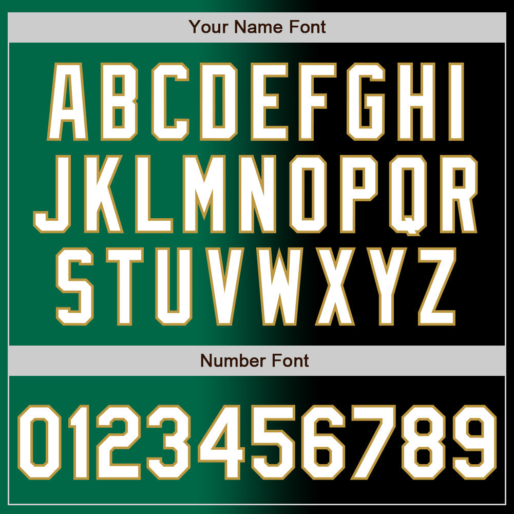 Custom Black White Kelly Green-Old Gold Authentic Gradient Fashion Baseball Jersey
