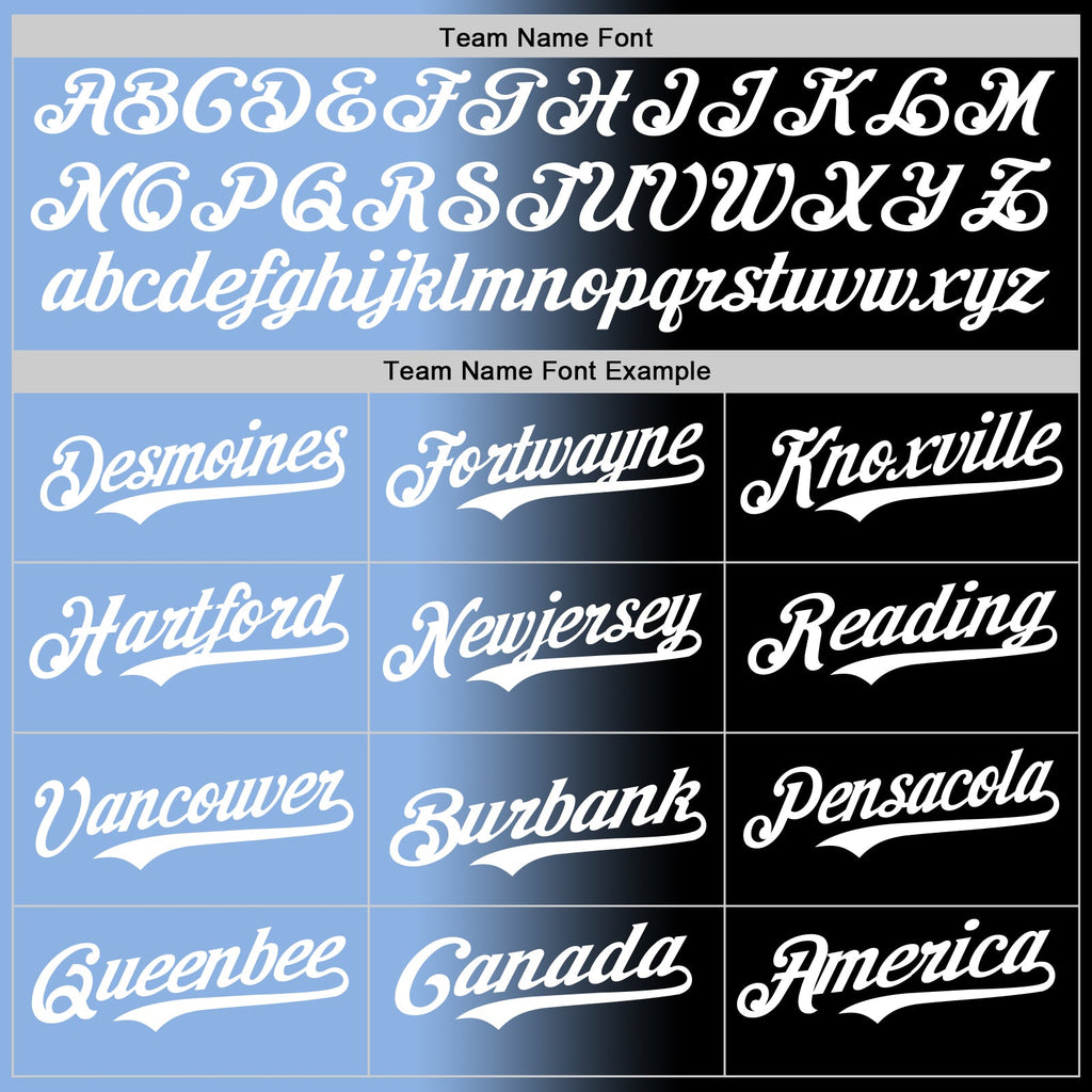 Custom Black White-Light Blue Authentic Gradient Fashion Baseball Jersey