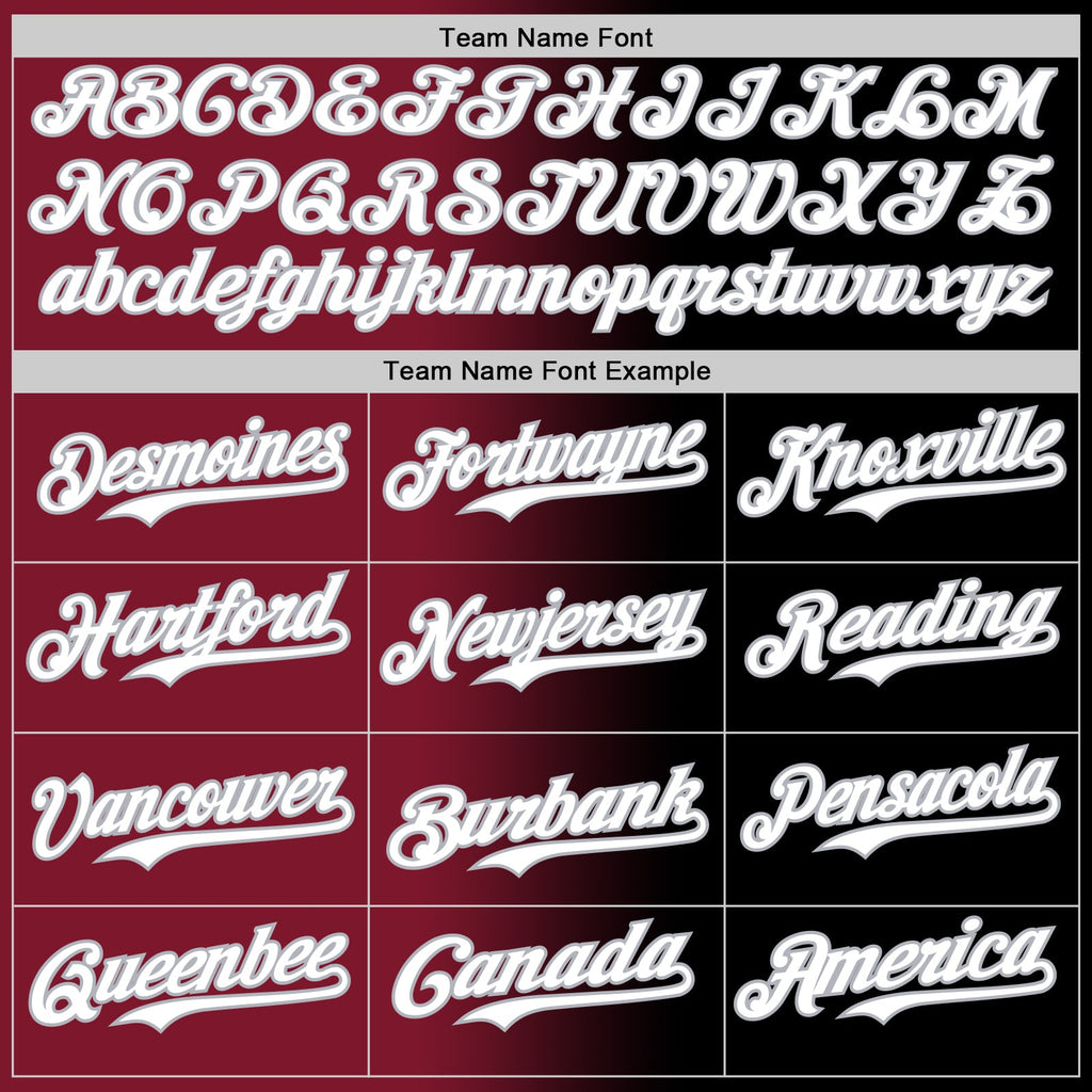 Custom Black White Crimson-Gray Authentic Gradient Fashion Baseball Jersey